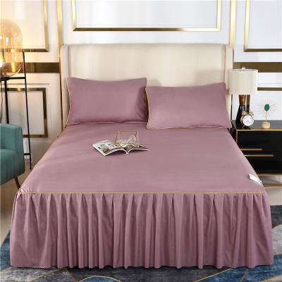 China Wholesale Embossed 100% Polyester Microfiber Solid Color Bed Skirt Folded Embossed Bed Linen for sale