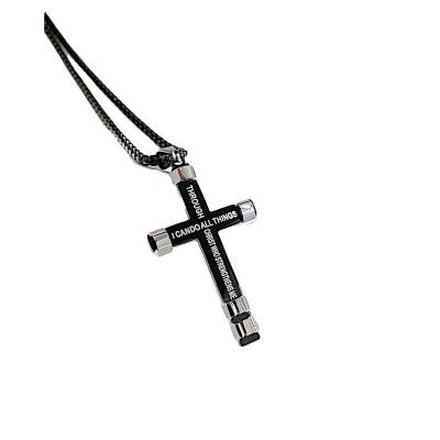 China Gold Titanium Steel Silver Black Nail Religious Personalized Cross Pendant Necklaces For Women Men Nail Crosses Jewelry Necklace for sale