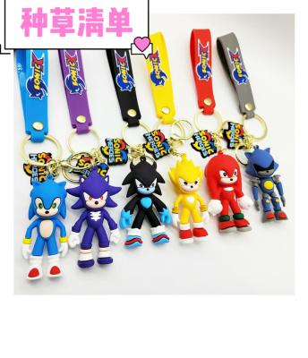 China Fashion Unisex Creative Soft Comic Cute 3D Comic Figure Key Chain Anime PVC Keychain Sonic Keychain Rubber Hedgehog Sonic Keychain for sale