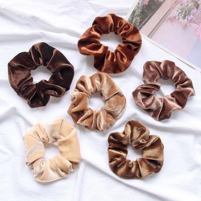 China Headdress Fashion Girls Fabric Solid Colors Elastic Hair Scrunchies Velvet Hair Ties for sale