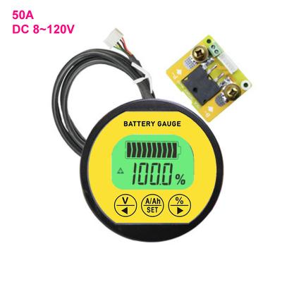 China Motorcycle/Boats/Bus/Truck/Electric Vehicle 50A Ammeter Voltmeter Support Battery Indicator Power-up Memory Test E-Bike Lithium Battery Two Way Lead Acid Battery Meter for sale