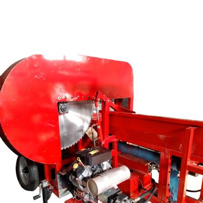 China Farms Gasoline Engine Electric Start 30T Max Splitting Diameter 450mm Firewood Processor With Pusher And Conveyor for sale