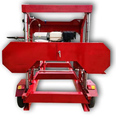 China Horizontal Horizontal Band Saw With Gasoline Engine On Wheels Portable Sawmill for sale