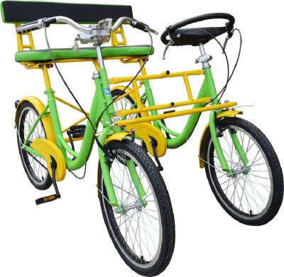 중국 Popular Cheap Travel Sharing 22 Inch Tandem Bicycle Side By Side Three Seats Two Wheel Public City Bike 판매용