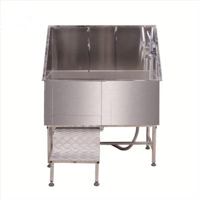 China Large volume stainless steel sustainable professional pet bathing tub with walk-in ramp, sprinkler and other accessories for sale