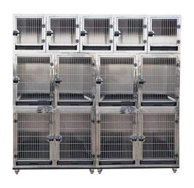 China KissGrooming KA-505-201B Modular Stocked Stainless Steel Cage Bank With 2L+4M+5S Casters for sale