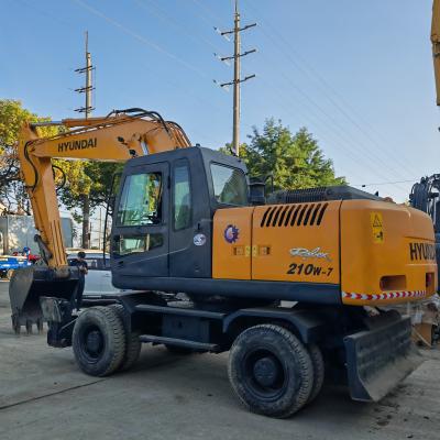 China 21 Ton Yellow Color Used Wheel Excavator Hyundai 210 7 Excavator for sale