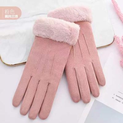 China Ladies Plus Velvet Gloves Winter Plus Velvet Students Warm Suede Ladies Riding Cold Proof Motor Touch Screen Gloves for sale