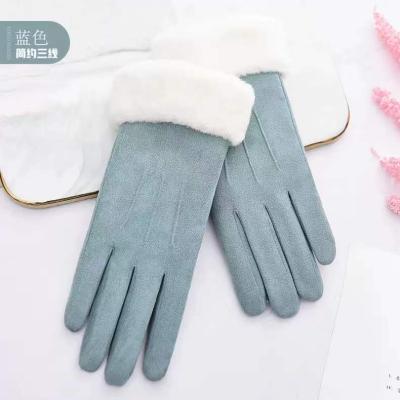 China Wholesale Custom Hot Korean Ladies Touch Screen Velvet Driving Gloves Cute Electric Cold Ride Plus Suede And Antifreeze Gloves for sale