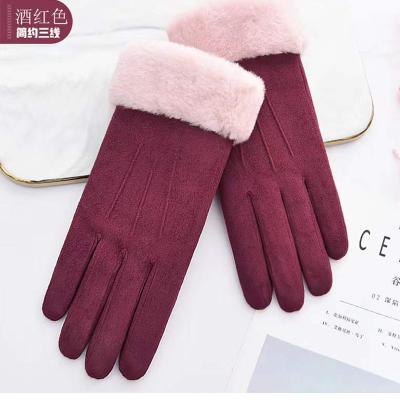 China Suede Winter Warm Velvet Gloves Plus Ladies Plus Velvet Padded Warm Touch Screen Korean Students Climbing Tram Cold Gloves for sale