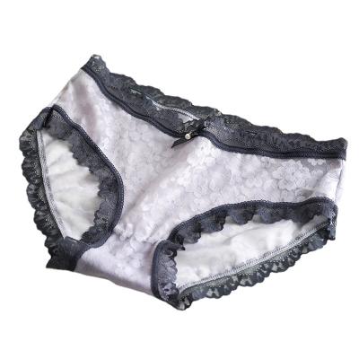 China 2021 Summer Antibacterial Thin Shell Fabric Lace Breathable Cool Mid Waist Briefs Comfortable Cotton Women Lace Panties for sale