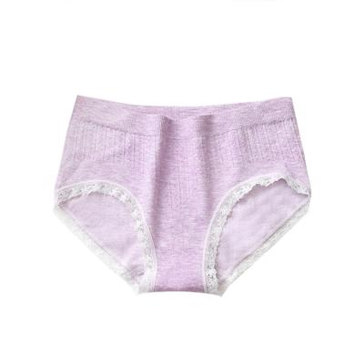 China New Japanese style cotton mid-waist lace underwear soft elastic high traceless girl colorful antibacterial seamless panties for sale