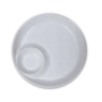 China Large 9.6 inch sustainable hotelware melamine chip and white dip tray snacks and dip dish for sale