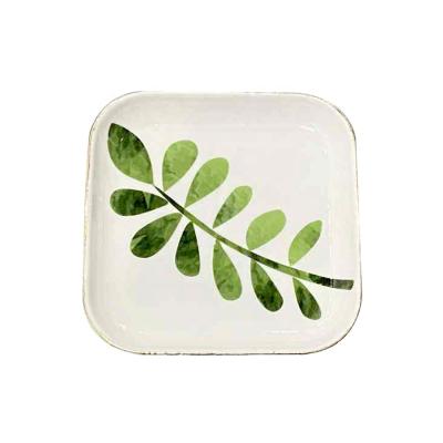 China Lovely Soft Square Ceramic Trinket Tray/Mother's Day Gift Jewelry Dish/Trinket Leaf Trinket Dish for sale