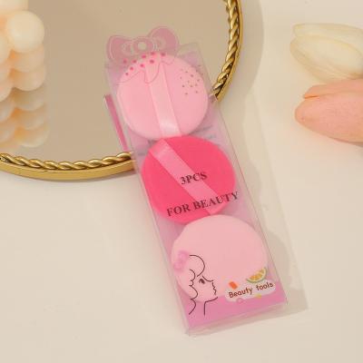 China Facial Beauty Makeup Sponge Hot Selling Makeup Sponge Portable 3pcs Multiple Colors  Makeup Puff Soft Cotton Beauty Round Makeup Powder Puff for sale