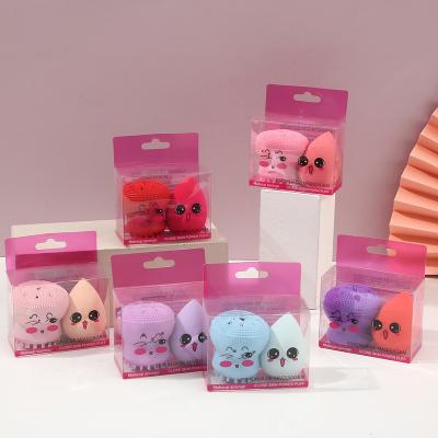 China Facial Cleansing Beauty Makeup The New Cartoon Clean The Face Octopus-shaped Silicone Face Wash Brush And Beauty Egg Beauty Makeup Tool Set Makeup Sponge for sale