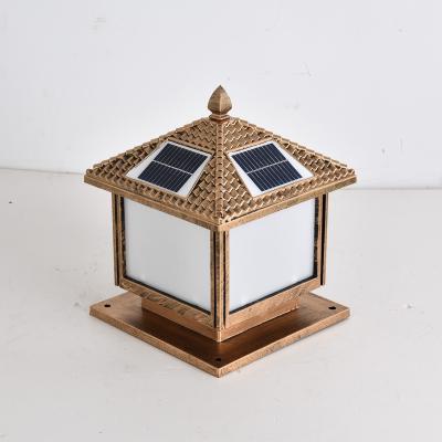 China Aluminum outdoor waterproof single villa solar ground light for wall pillar garden led solar pillar light for sale