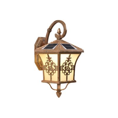 China New Design Garden Vintage Aluminum Glass Timeable Lamp Outdoor Solar Lighting Wall Lights for sale