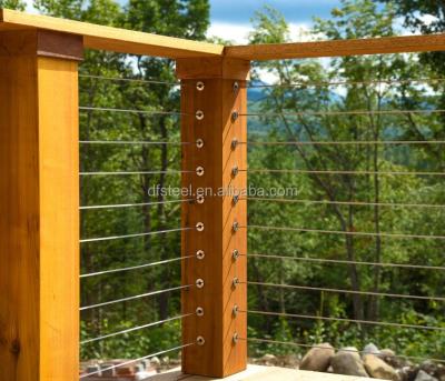 China DF Home Contemporary New Design Wire Wood Stairs Rails For Outdoor Stair Railing for sale