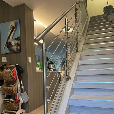 China DF Contemporary Solid Stainless Steel Railings Strong Interior Stair Railing Rod Handrail Post for sale