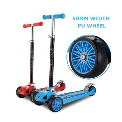 China PU Wheel Patented Foldable New Wider Wheels Kids Kick Scooter 3 Wheel for sale