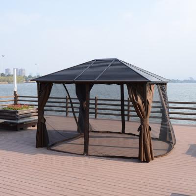 China High Quality Durable With Sidewalls 2-Layer Outdoor Hardtop Aluminum Gazebo Tent for sale