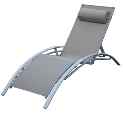 China MR Adjustable Patio Chaise Lounge Chair Outdoor Aluminum KD Pool Beach Sunbathing Deck Chair With Headrest for sale