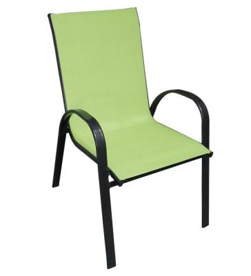 China Dining furniture garden outdoor sling textilener cheap stacking steel armchair for sale