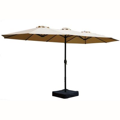 China High quality double sided outdoor patio parsol with crank handle and low aluminum umbrella for sale