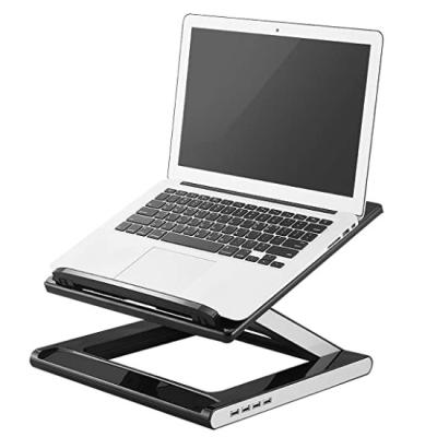 China (Size)Adjustable Adjustable Foldable Laptop Stand with USB Hub Laptop Pad Cooling Cooler with Ergonomic Fan Laptop Stand for Desk for sale