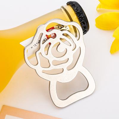 China Zinc Alloy Rose Flower Bottle Wine Opener Wedding Gift Favors For Wedding Beer Gifts for sale