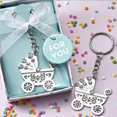 China Silver Zinc Alloy Design OH Metal Baby Carriage Head Chain Wedding Favors Baby Shower Favors and Gifts for sale