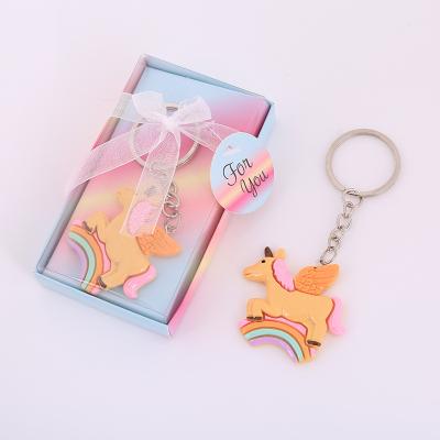 China Unicorn Keychain Key Ring Metal+Resin Rainbow Key Chain Wedding Favors Birthday Gift Cute Unicorns Wedding Favors for sale