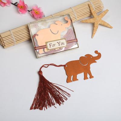 China Zinc Alloy Metal Elephant Bookmark With Tassel In Gift Box Indian Baby Showers Baptism Favors Gifts Souvenirs for sale