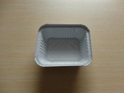 China Rectangle Aluminium Foil Containers With Lid For Food Storage White Coated 450ML for sale