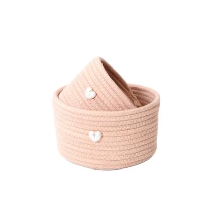 China Sustainable Hot Selling Baby Laundry Storage Basket Hand Made Soft Cotton Rope Wicker Basket for sale