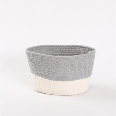 China Stocked Large Cotton Rope Cotton Rope Storage Basket Custom Natural Woven Storage Basket for sale