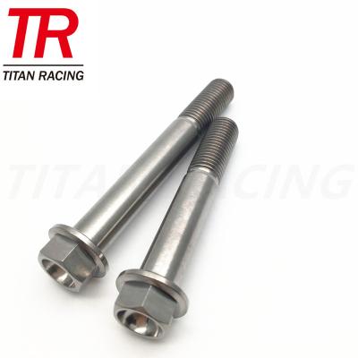 China Titanium motorcycle bolt gr5 M8x30 hex head flanged titanium screw for sale