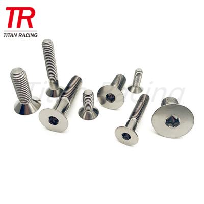 China Din 7991 Titanium Titanium Bolt Titanium Alloy Gr5 Alloy Flat Head Countersunk Socket Bolt M5 for sale