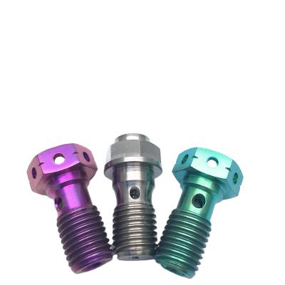 China Hot Selling Motorcycle Fasteners Gr5 Alloy Banjo Bolt Oil Drain Screw Cavity Screw 1.25mm High Quality Titanium Motorcycle for sale