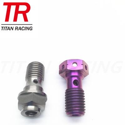 China Titanium Road Motorcycle Banjo Bolt 10mm Stroke Pitch Brembo Twin Line 1.00 Double Brake for sale