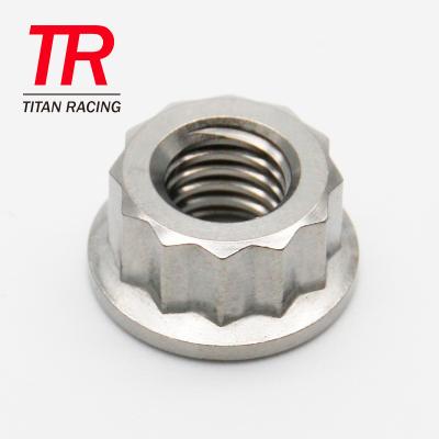 China Automotive industry 12 point gr5 head titanium hex flange nut for sale