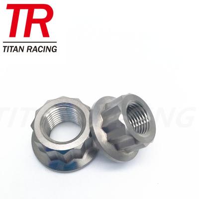 China Automotive industry grade 5 6al4v m6 m8 m10 high tensile titanium 12 point flange nuts for packing auto parts for sale