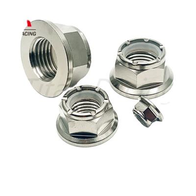 China Titanium Alloy M6/M8 NYLOC Titanium Locknut Self Locking Nylon GR5 Flange Ti CNC NYLOCK for sale