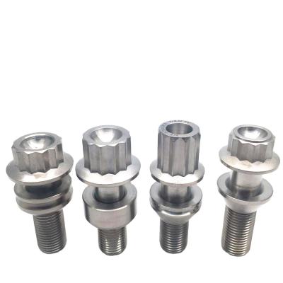 China Titanium Alloy Wheel Parts Titanium Head Flange Gr5 Hex Bolt, Wheel Stud Bolt And Nut for sale