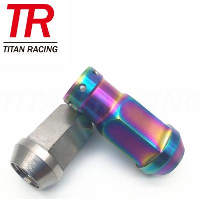 China Excellent Corrosion Resistance M12 M14 Gr5 Rainbow Anodized Titanium Steel Wheel Lug Bolt And Nut for sale