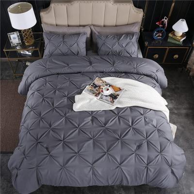 China Nondisposable Luxurious Reversible Comforter Set Gray Pinch Pleat Comforter Set Queen Size Bedding for sale