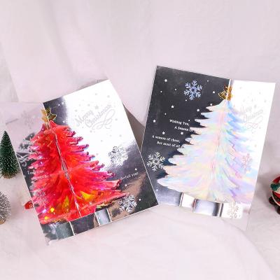 China Wholesale 2021 Europe New 3d Greeting Card Christmas Tree Blessing Gift Message Dreamy Handwritten Realistic Card for sale