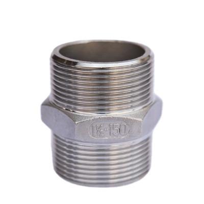 China Ss304 or ss316 tight fitting 304/316 male stainless steel hex nipple double nipple for sale