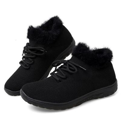 China Cushioning new fashion knitting and velvet mesh sneakers ladies sports running shoes sports casual shoes sports women's clothing for sale